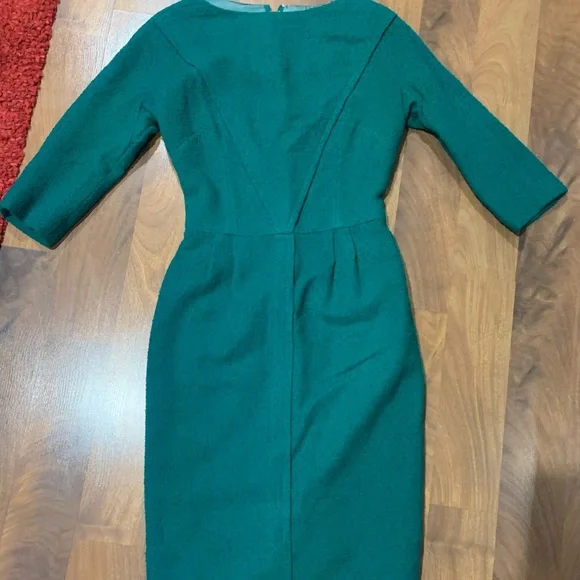 Vintage Emerald Green Joan Mad Men 1950s 3/4 Sleeve Dress - Picture 10 of 12